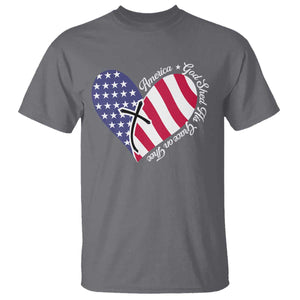 America God Shed His Grace on Thee 4th of July T Shirt Patriotic American Flag Cross TS10 Charcoal Print Your Wear