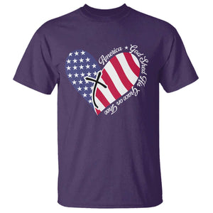 America God Shed His Grace on Thee 4th of July T Shirt Patriotic American Flag Cross TS10 Purple Print Your Wear