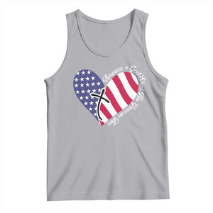 America God Shed His Grace on Thee 4th of July Tank Top Patriotic American Flag Cross TS10 Athletic Heather Print Your Wear