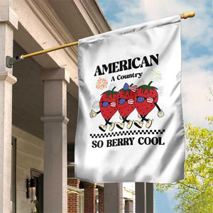 American A Coutry So Berry Cool Garden Flag Retro Groovy Strawberry Season 4th Of July TS11 Print Your Wear