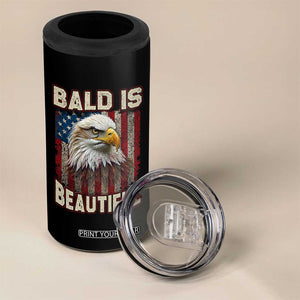 American Flag Bald Eagle 4 in 1 Can Cooler Tumbler Bald Is Beautiful Retro 4th of July Independence Day TS10 Print Your Wear