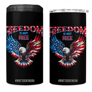 American Flag Bald Eagle 4 in 1 Can Cooler Tumbler Patriotic Eagle 4th of July Freedom Is Not Free TS10 One Size: 16 oz Black Print Your Wear