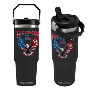 American Flag Bald Eagle Flip Straw Tumbler Patriotic Eagle 4th of July Freedom Is Not Free TS10 One Size: 30 oz Black Print Your Wear