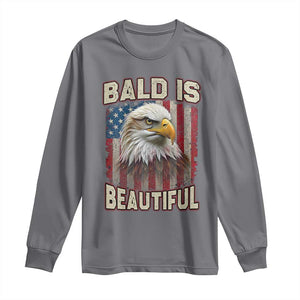 American Flag Bald Eagle Long Sleeve Shirt Bald Is Beautiful Retro 4th of July Independence Day TS10 Charcoal Print Your Wear
