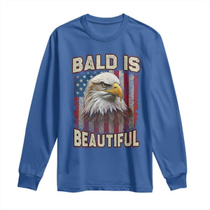 American Flag Bald Eagle Long Sleeve Shirt Bald Is Beautiful Retro 4th of July Independence Day TS10 Royal Blue Print Your Wear