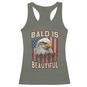 American Flag Bald Eagle Racerback Tank Top Bald Is Beautiful Retro 4th of July Independence Day TS10 Military Green Print Your Wear