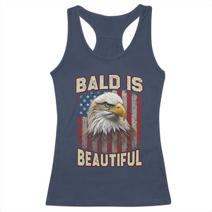 American Flag Bald Eagle Racerback Tank Top Bald Is Beautiful Retro 4th of July Independence Day TS10 Navy Print Your Wear