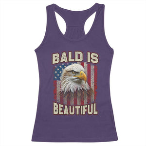 American Flag Bald Eagle Racerback Tank Top Bald Is Beautiful Retro 4th of July Independence Day TS10 Purple Print Your Wear