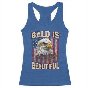 American Flag Bald Eagle Racerback Tank Top Bald Is Beautiful Retro 4th of July Independence Day TS10 Royal Blue Print Your Wear