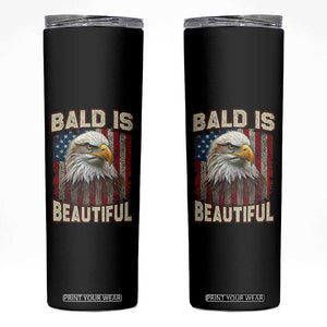 American Flag Bald Eagle Skinny Tumbler Bald Is Beautiful Retro 4th of July Independence Day TS10 Black Print Your Wear