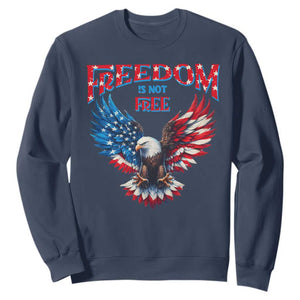 American Flag Bald Eagle Sweatshirt Patriotic Eagle 4th of July Freedom Is Not Free TS10 Navy Print Your Wear