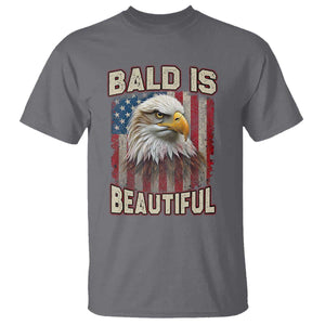 American Flag Bald Eagle T Shirt Bald Is Beautiful Retro 4th of July Independence Day TS10 Charcoal Print Your Wear