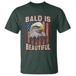 American Flag Bald Eagle T Shirt Bald Is Beautiful Retro 4th of July Independence Day TS10 Dark Forest Green Print Your Wear
