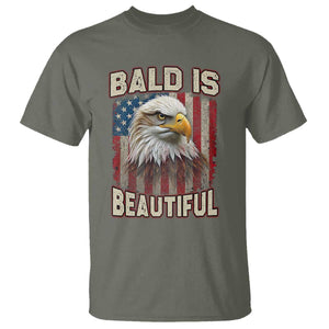 American Flag Bald Eagle T Shirt Bald Is Beautiful Retro 4th of July Independence Day TS10 Military Green Print Your Wear
