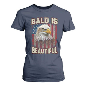 American Flag Bald Eagle T Shirt For Women Bald Is Beautiful Retro 4th of July Independence Day TS10 Navy Print Your Wear