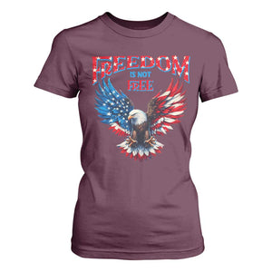 American Flag Bald Eagle T Shirt For Women Patriotic Eagle 4th of July Freedom Is Not Free TS10 Maroon Print Your Wear