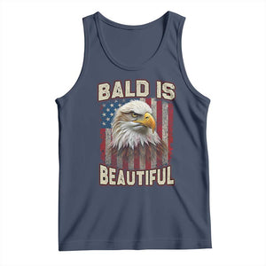 American Flag Bald Eagle Tank Top Bald Is Beautiful Retro 4th of July Independence Day TS10 Navy Print Your Wear