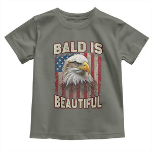 American Flag Bald Eagle Toddler T Shirt Bald Is Beautiful Retro 4th of July Independence Day TS10 Military Green Print Your Wear