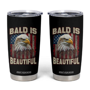 American Flag Bald Eagle Tumbler Cup Bald Is Beautiful Retro 4th of July Independence Day TS10 Black Print Your Wear