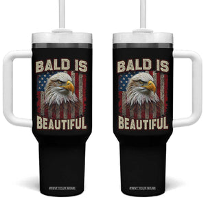 American Flag Bald Eagle Tumbler With Handle Bald Is Beautiful Retro 4th of July Independence Day TS10 One Size: 40 oz Black Print Your Wear