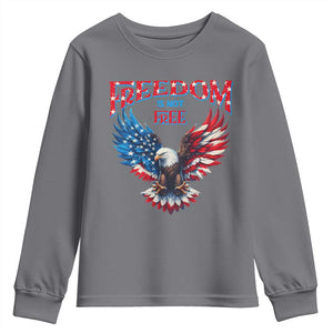 American Flag Bald Eagle Youth Sweatshirt Patriotic Eagle 4th of July Freedom Is Not Free TS10 Charcoal Print Your Wear