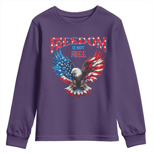 American Flag Bald Eagle Youth Sweatshirt Patriotic Eagle 4th of July Freedom Is Not Free TS10 Purple Print Your Wear