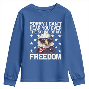 American Flag Eagle Youth Sweatshirt Sorry I Cant Hear You Over The Sound Of My Freedom TS10 Royal Blue Print Your Wear