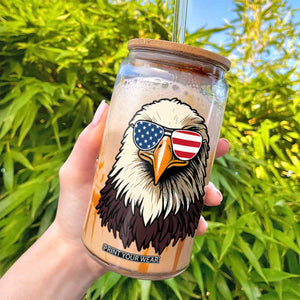American Flag Patriotic Eagle Glass Can 4th of July TS10 Print Your Wear