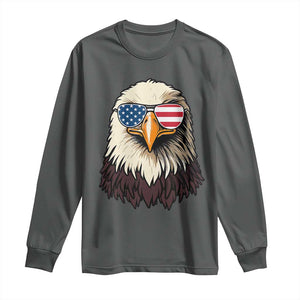 American Flag Patriotic Eagle Long Sleeve Shirt 4th of July TS10 Dark Heather Print Your Wear