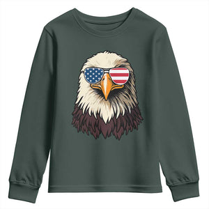 American Flag Patriotic Eagle Youth Sweatshirt 4th of July TS10 Dark Forest Green Print Your Wear