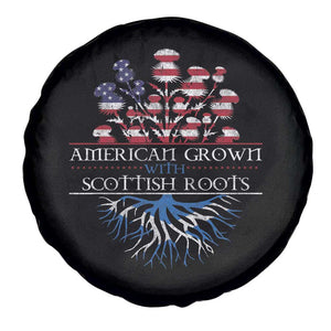 American Grown With Scottish Roots Spare Tire Cover Scottish American Heritage Thistle Flower TS11 Print Your Wear