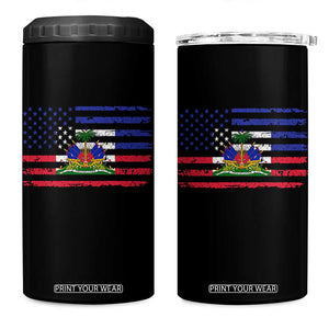American Haitian Haiti USA Flag 4 in 1 Can Cooler Tumbler TS11 One Size: 16 oz Black Print Your Wear