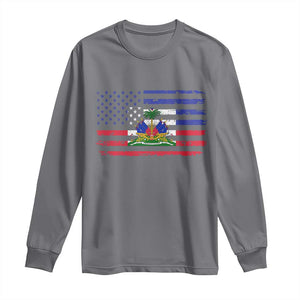 American Haitian Haiti USA Flag Long Sleeve Shirt TS11 Charcoal Print Your Wear
