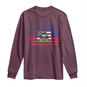 American Haitian Haiti USA Flag Long Sleeve Shirt TS11 Maroon Print Your Wear