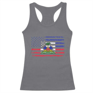 American Haitian Haiti USA Flag Racerback Tank Top TS11 Charcoal Print Your Wear