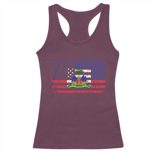 American Haitian Haiti USA Flag Racerback Tank Top TS11 Maroon Print Your Wear