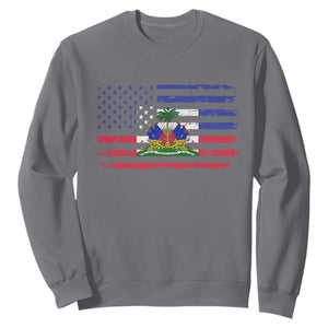 American Haitian Haiti USA Flag Sweatshirt TS11 Charcoal Print Your Wear