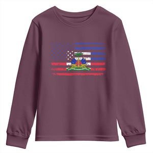 American Haitian Haiti USA Flag Youth Sweatshirt TS11 Maroon Print Your Wear