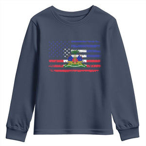 American Haitian Haiti USA Flag Youth Sweatshirt TS11 Navy Print Your Wear