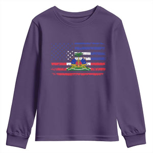 American Haitian Haiti USA Flag Youth Sweatshirt TS11 Purple Print Your Wear