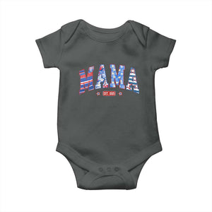American Mama Est 2025 Baby Onesie 4th of July Pregnancy Reveal TS10 Dark Heather Print Your Wear