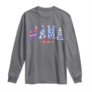 American Mama Est 2025 Long Sleeve Shirt 4th of July Pregnancy Reveal TS10 Charcoal Print Your Wear