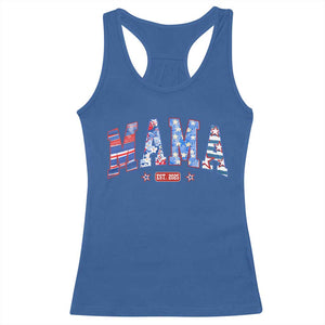 American Mama Est 2025 Racerback Tank Top 4th of July Pregnancy Reveal TS10 Royal Blue Print Your Wear