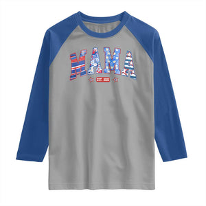 American Mama Est 2025 Raglan Shirt 4th of July Pregnancy Reveal TS10 Sport Gray Royal Print Your Wear