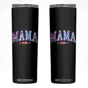 American Mama Est 2025 Skinny Tumbler 4th of July Pregnancy Reveal TS10 Black Print Your Wear