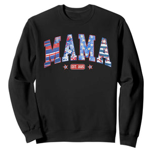 American Mama Est 2025 Sweatshirt 4th of July Pregnancy Reveal TS10 Black Print Your Wear