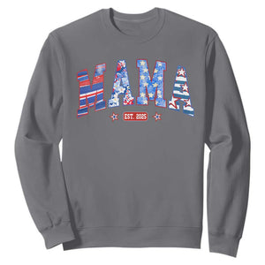 American Mama Est 2025 Sweatshirt 4th of July Pregnancy Reveal TS10 Charcoal Print Your Wear