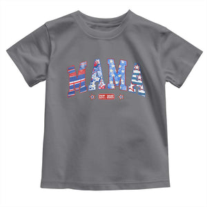 American Mama Est 2025 Toddler T Shirt 4th of July Pregnancy Reveal TS10 Charcoal Print Your Wear