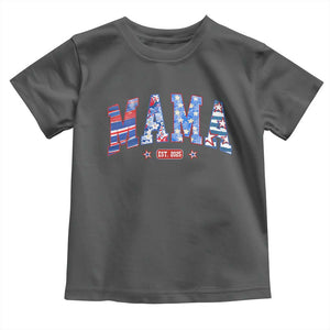 American Mama Est 2025 Toddler T Shirt 4th of July Pregnancy Reveal TS10 Dark Heather Print Your Wear