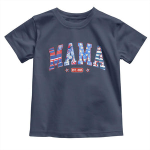 American Mama Est 2025 Toddler T Shirt 4th of July Pregnancy Reveal TS10 Navy Print Your Wear